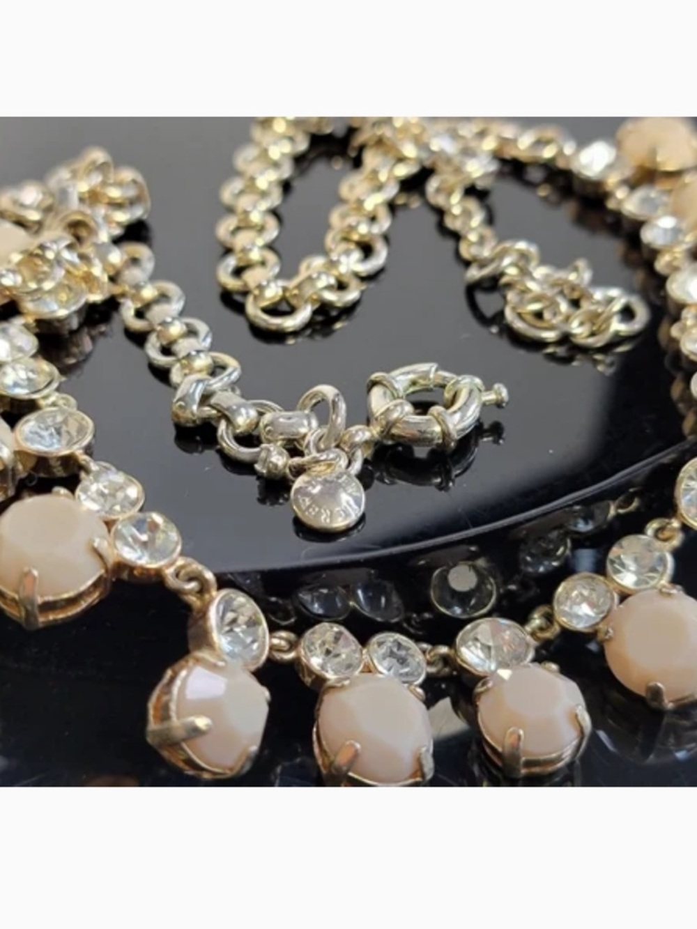 J.Crew cream lucite CZ necklace,Drop crystal pendant necklace EUC